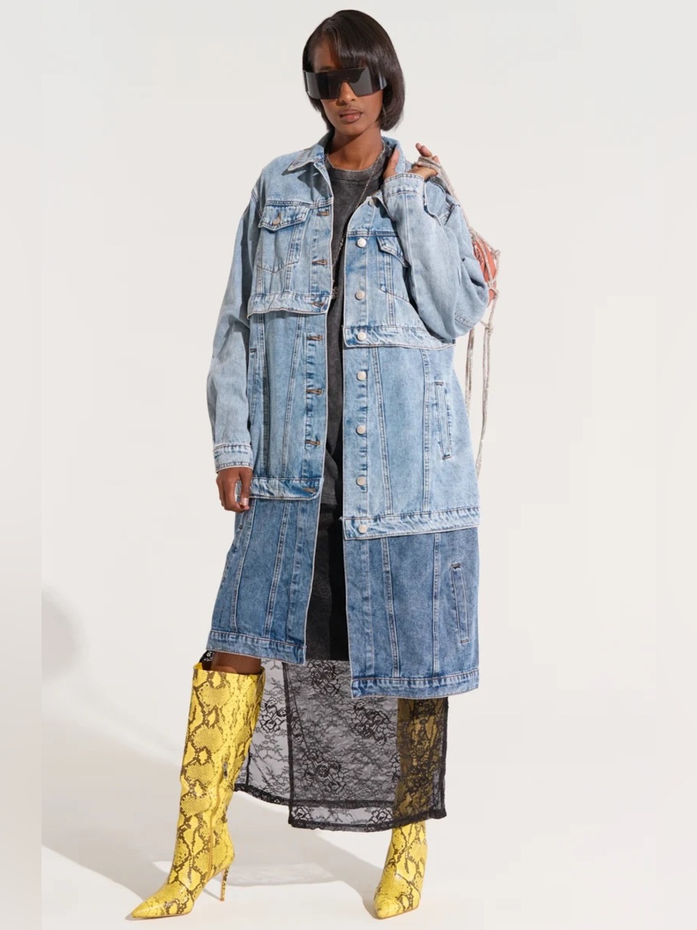 Layered Multi/Denim Trench